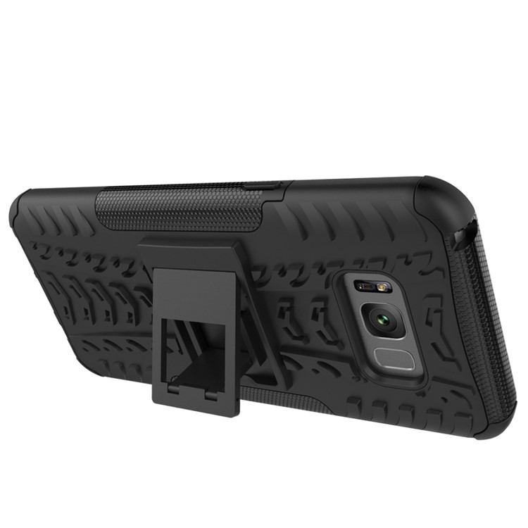 For Samsung Galaxy S8 Plus G955 Tyre Pattern Kickstand PC + TPU Hybrid Case Accessory - Black-4