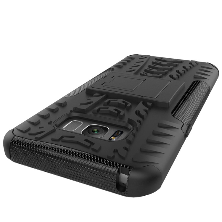 For Samsung Galaxy S8 Plus G955 Tyre Pattern Kickstand PC + TPU Hybrid Case Accessory - Black-5