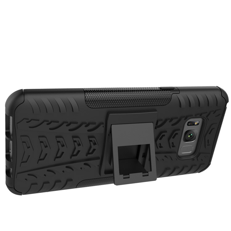 For Samsung Galaxy S8 Plus G955 Tyre Pattern Kickstand PC + TPU Hybrid Case Accessory - Black-6