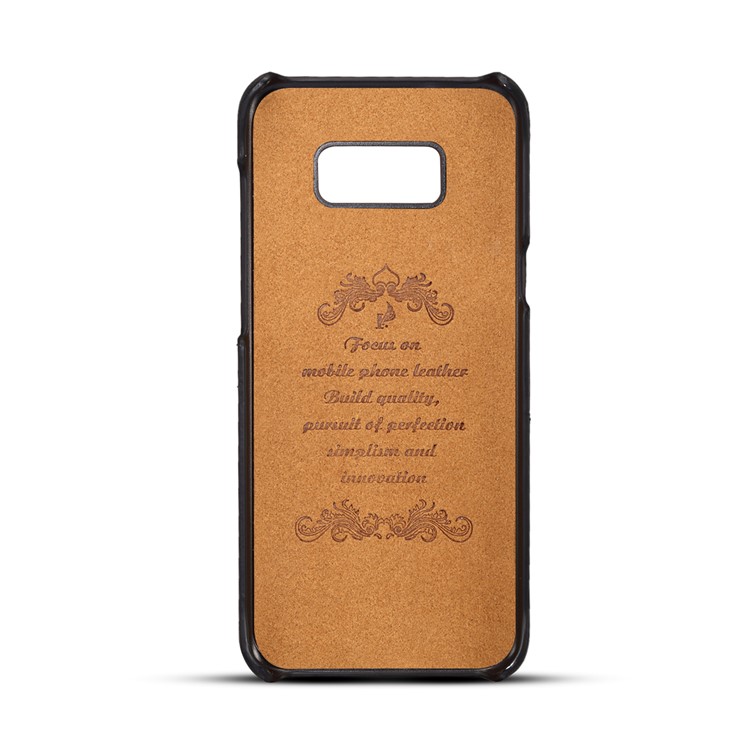 Card Holder Retro Leather Coated PC Hard Case for Samsung Galaxy S8 SM-G950 - Black-2