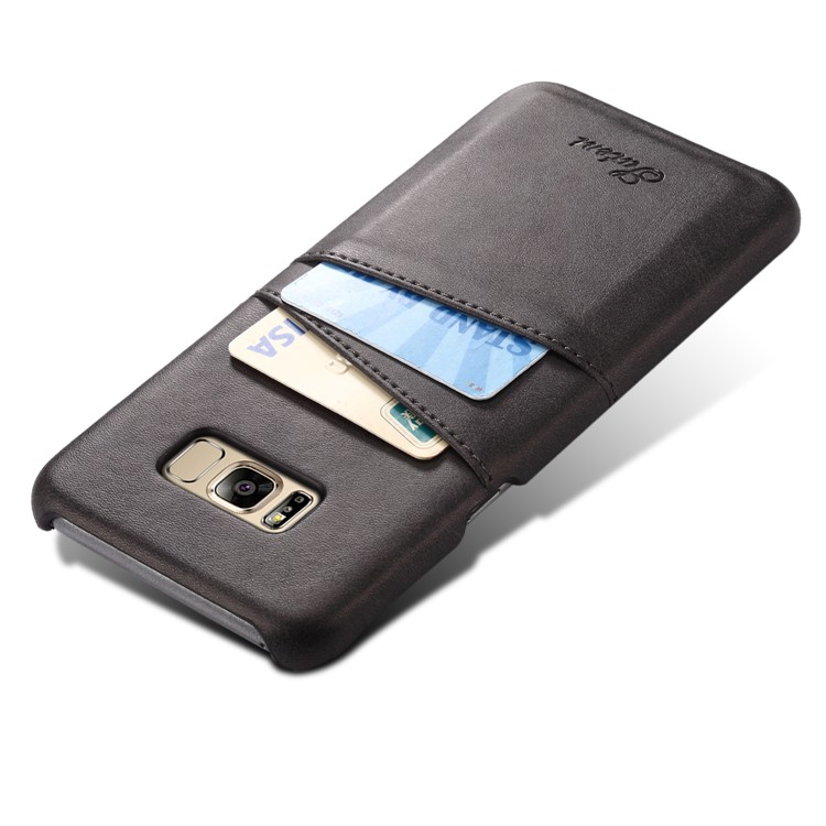 Card Holder Retro Leather Coated PC Hard Case for Samsung Galaxy S8 SM-G950 - Black-3