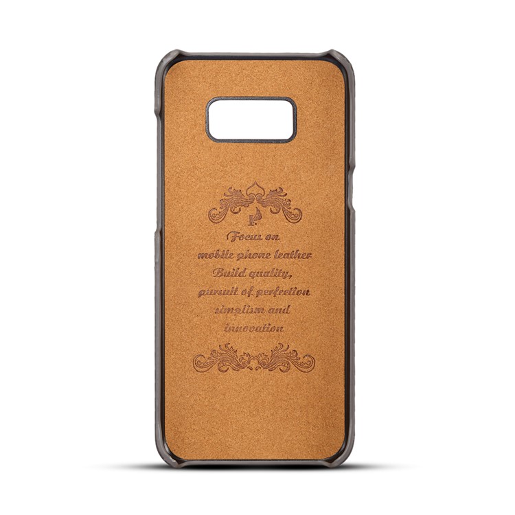 For Samsung Galaxy S8 SM-G950 Card Slot Retro Leather Coated PC Phone Cover - Grey-2