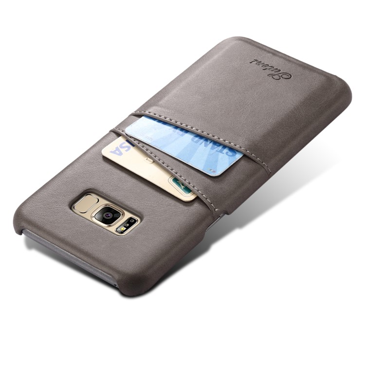 For Samsung Galaxy S8 SM-G950 Card Slot Retro Leather Coated PC Phone Cover - Grey-3