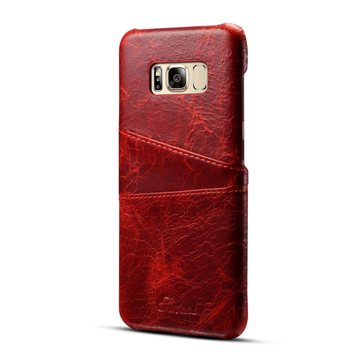 German Imported Genuine leather Card Holder PC Mobile Phone Cover for Samsung S8 Plus - Red-1