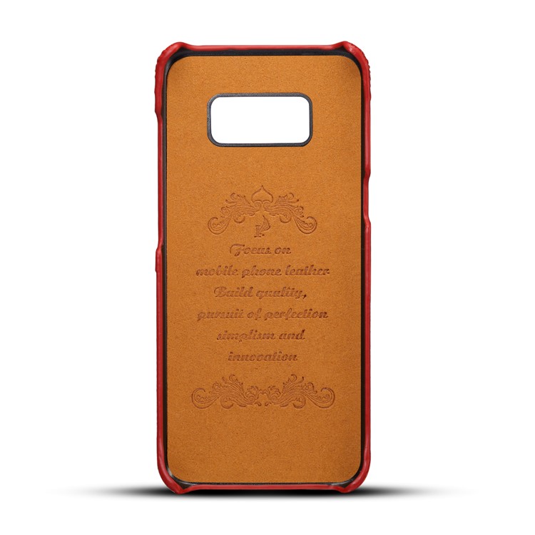 German Imported Genuine leather Card Holder PC Mobile Phone Cover for Samsung S8 Plus - Red-2
