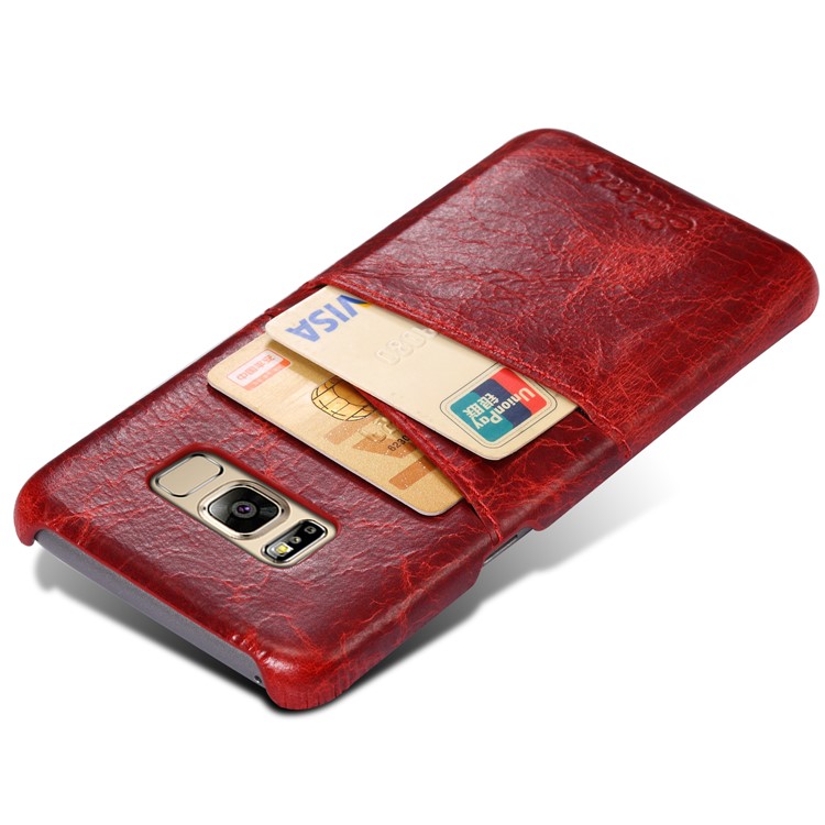 German Imported Genuine leather Card Holder PC Mobile Phone Cover for Samsung S8 Plus - Red-3