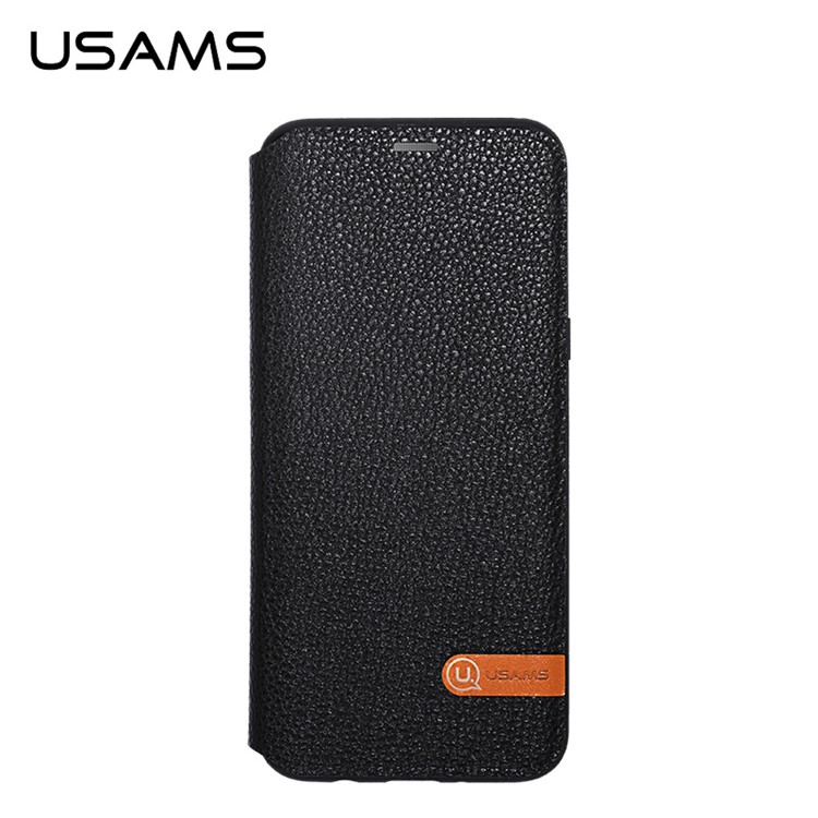USAMS Litchi Texture Leather Flip Case Shell for Samsung Galaxy S8 G950 - Black-1
