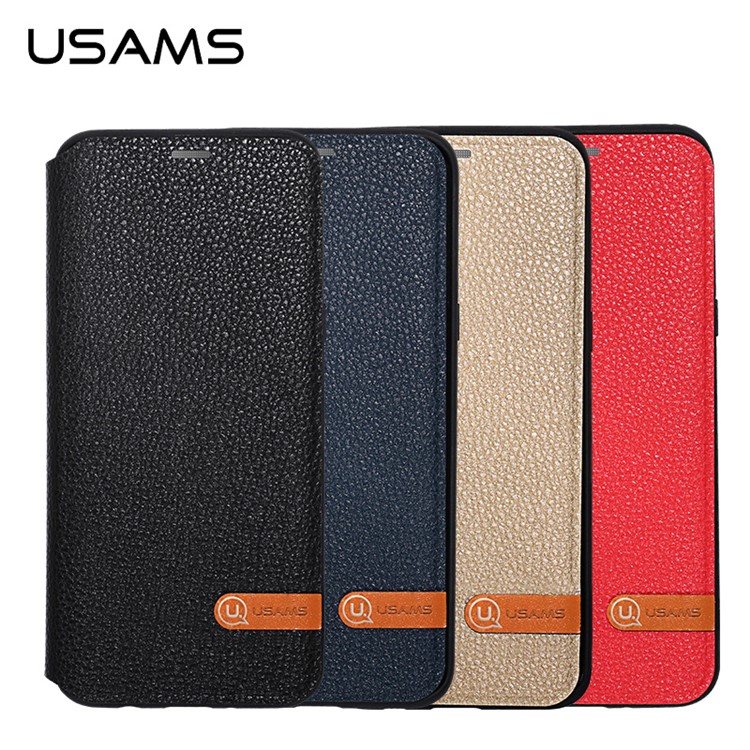 USAMS Litchi Texture Leather Flip Case Shell for Samsung Galaxy S8 G950 - Black-2