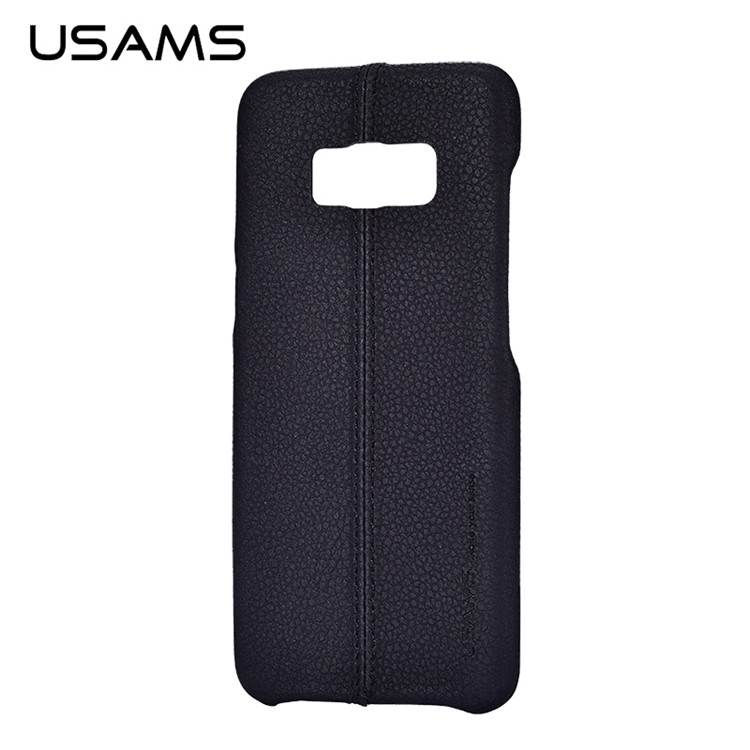 USAMS Litch Grain Leather Coated PC Hard Cover for Samsung Galaxy S8 G950 - Black-1