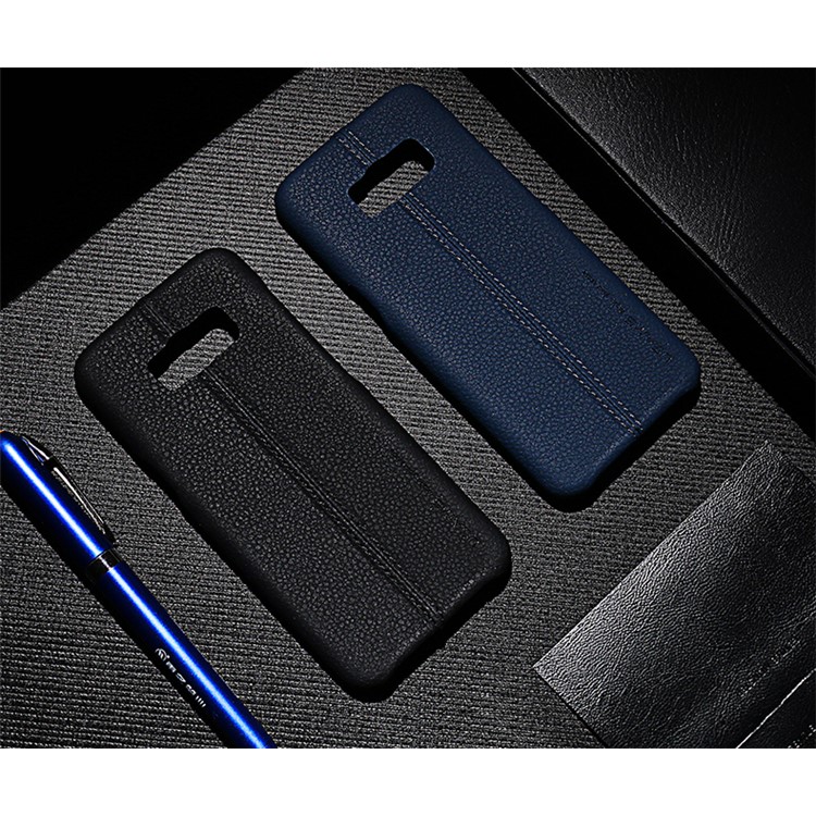 USAMS Litch Grain Leather Coated PC Hard Cover for Samsung Galaxy S8 G950 - Black-2