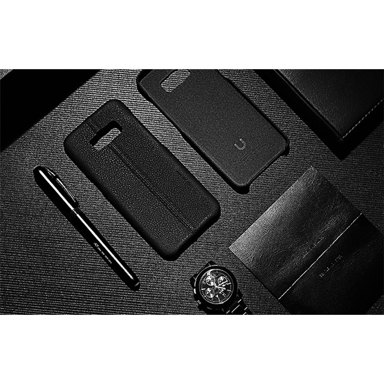 USAMS Litch Grain Leather Coated PC Hard Cover for Samsung Galaxy S8 G950 - Black-3