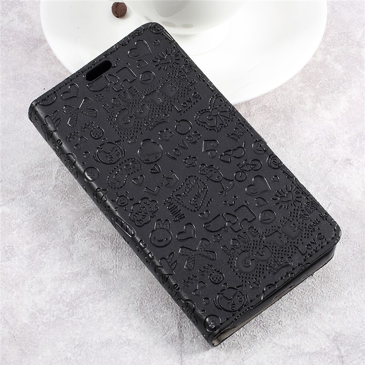 Cartoon Graffiti Leather Wallet Stand Phone Case for Samsung Galaxy Xcover 4 SM-G390F - Black-3