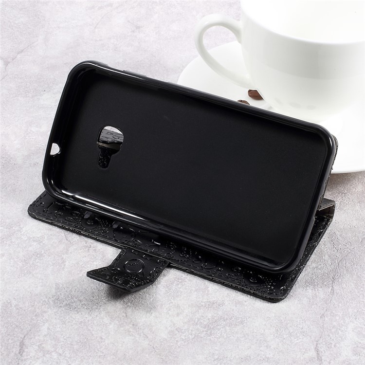 Cartoon Graffiti Leather Wallet Stand Phone Case for Samsung Galaxy Xcover 4 SM-G390F - Black-4