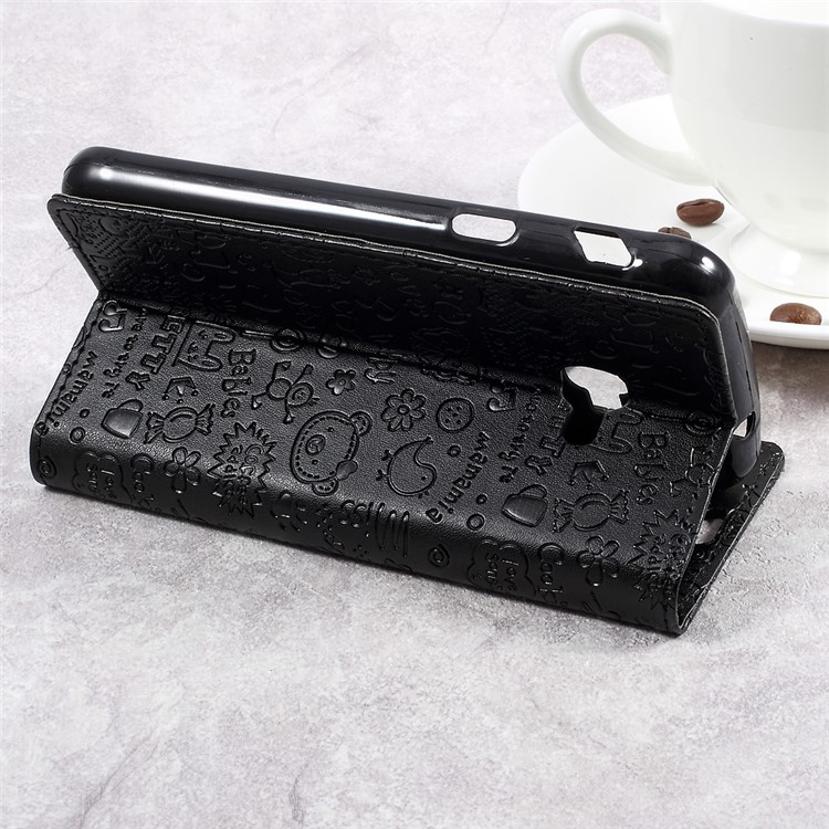 Cartoon Graffiti Leather Wallet Stand Phone Case for Samsung Galaxy Xcover 4 SM-G390F - Black-5