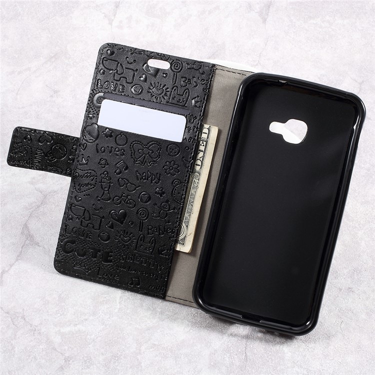 Cartoon Graffiti Leather Wallet Stand Phone Case for Samsung Galaxy Xcover 4 SM-G390F - Black-6