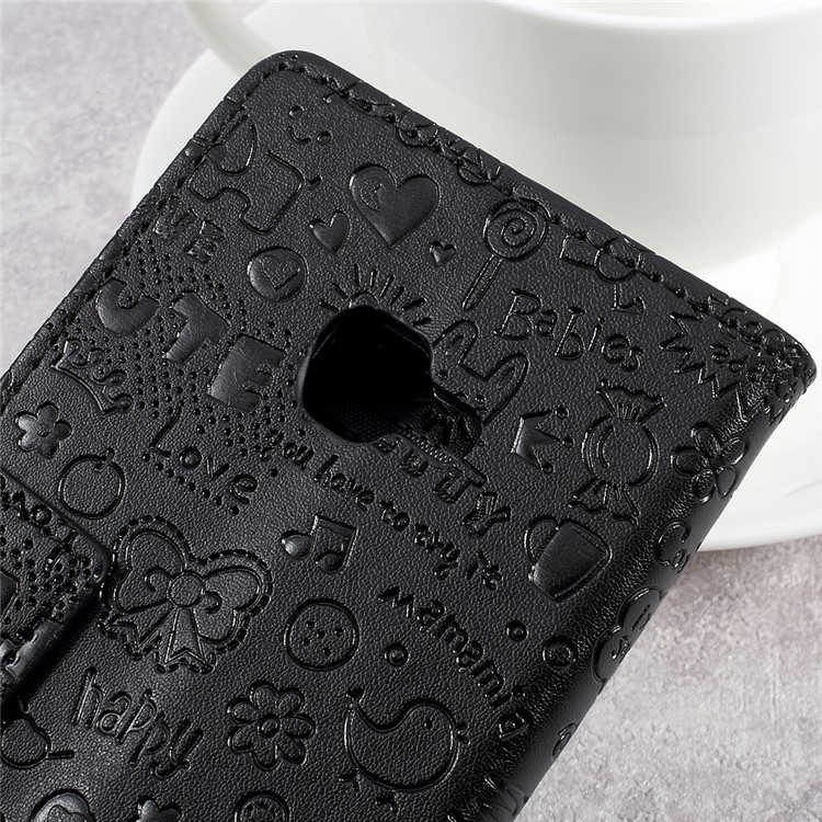 Cartoon Graffiti Leather Wallet Stand Phone Case for Samsung Galaxy Xcover 4 SM-G390F - Black-8