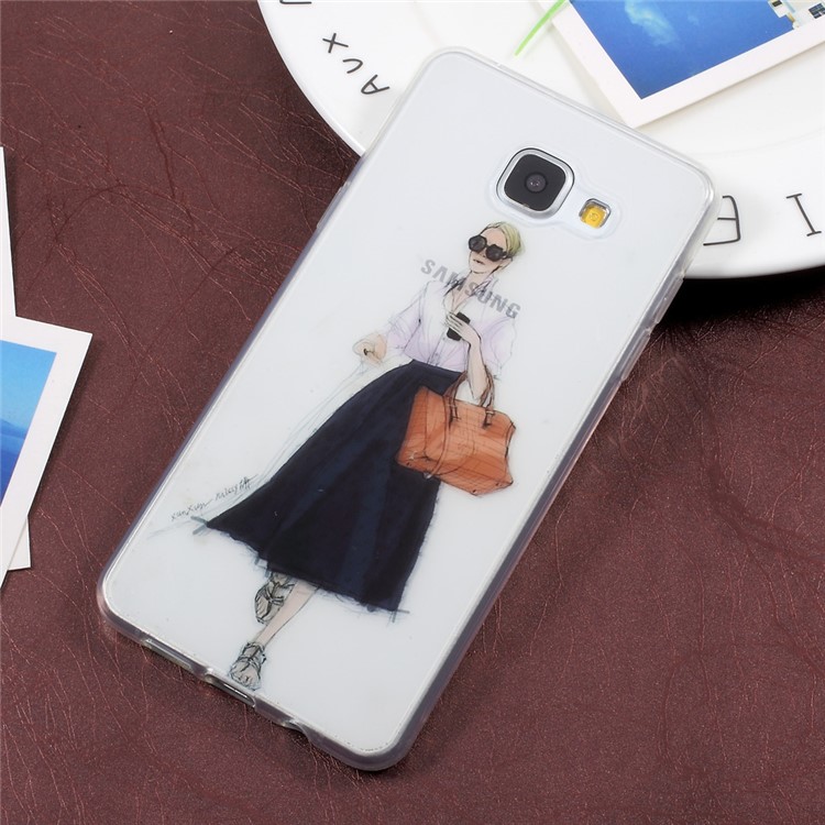 IMD Pattern Printing Clear TPU Protection Cell Phone Case for Samsung Galaxy A5 SM-A510F (2016) - Stylish Girl Pattern-1