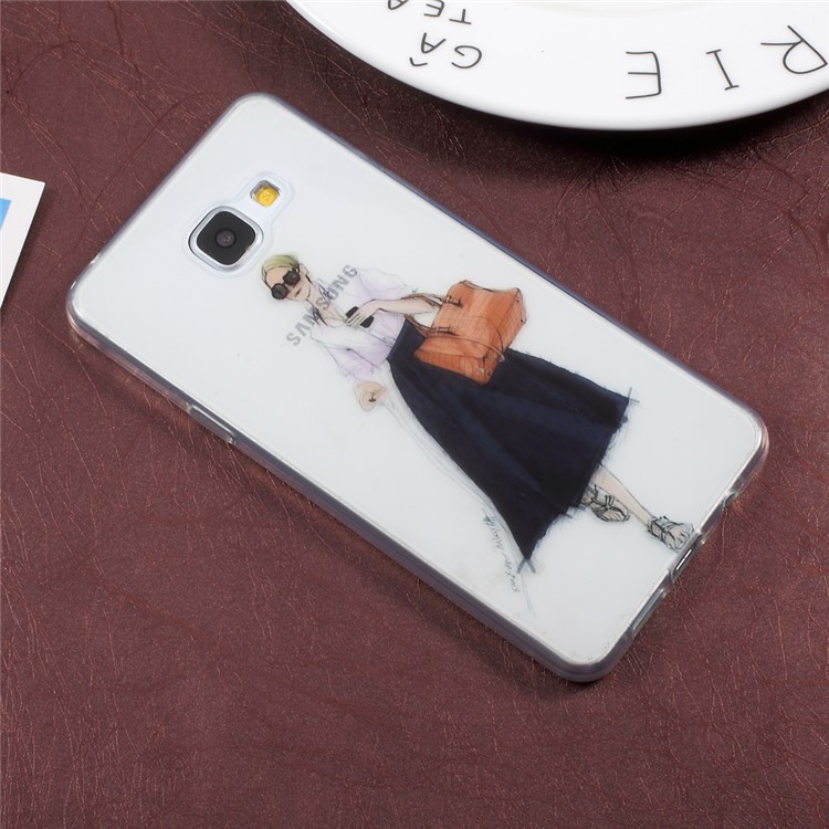 IMD Pattern Printing Clear TPU Protection Cell Phone Case for Samsung Galaxy A5 SM-A510F (2016) - Stylish Girl Pattern-3