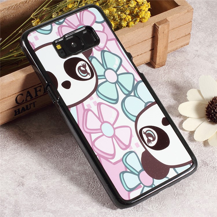 

2D Heat Transfer Printing Aluminum Sheet Skin PC Cover Case for Samsung Galaxy S8 G950 - Pandas and Flowers
