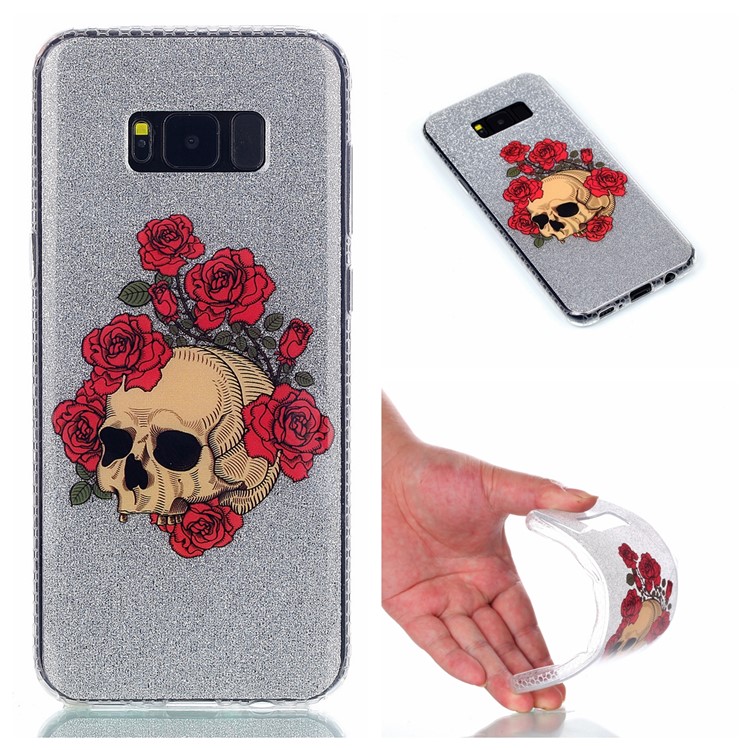 

Pattern Printing IMD TPU Mobile hell for Samsung Galaxy S8 G950 - Flower and Skull
