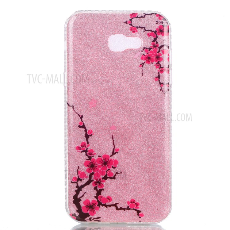 Double-sided IMD Flash Powder TPU Cover for Samsung Galaxy A7 (2017) - Plum Flowers-2