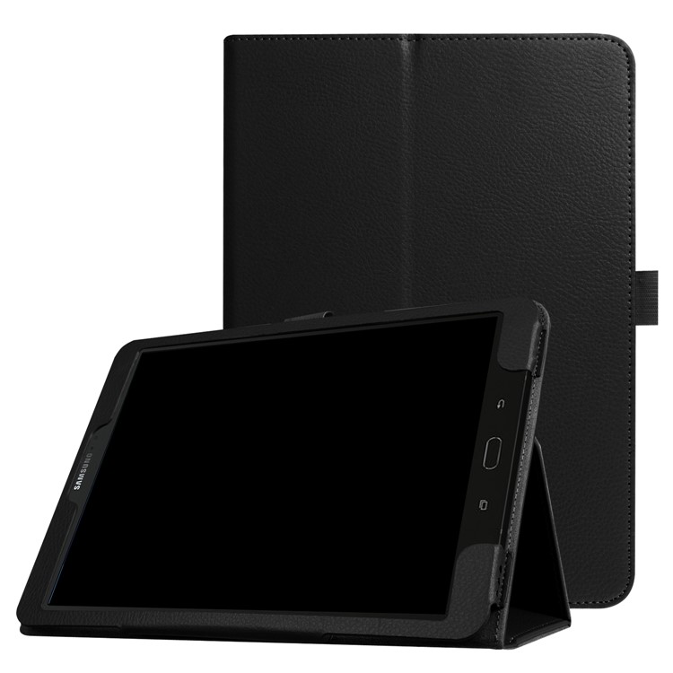 For Samsung Galaxy Tab S3 9.7-inch T820 Litchi Texture Stand Leather Case Cover - Black-1