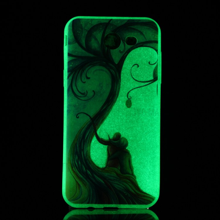 Noctilucent Flexible TPU Case for Samsung Galaxy J7 (2017) - Two Beauty Sitting on the Branch-2