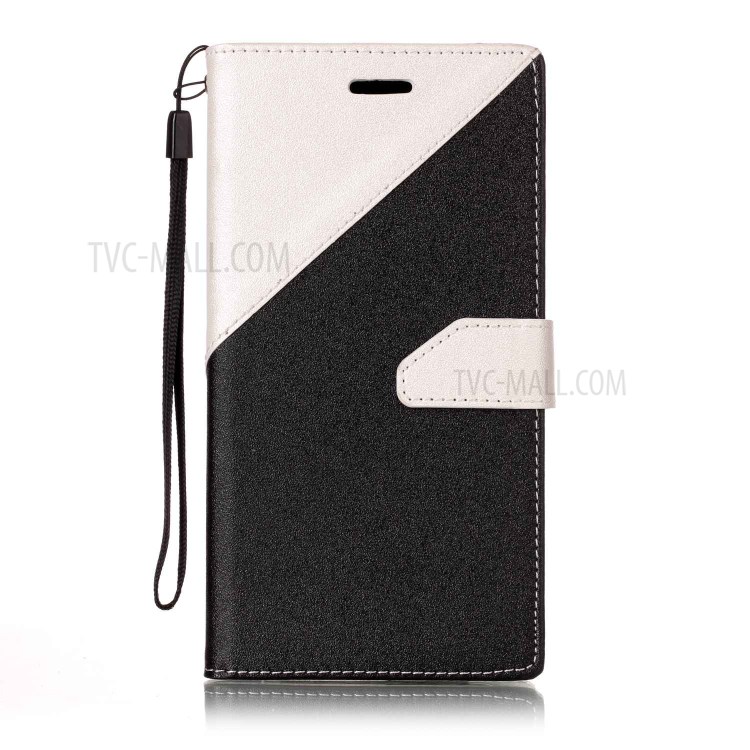Contrast Color Stand Leather Wallet Sand-like Grain Flip Case for Samsung Galaxy A7 (2017) - White-1