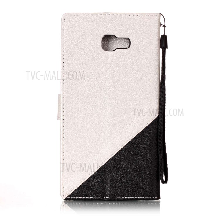 Contrast Color Stand Leather Wallet Sand-like Grain Flip Case for Samsung Galaxy A7 (2017) - White-2