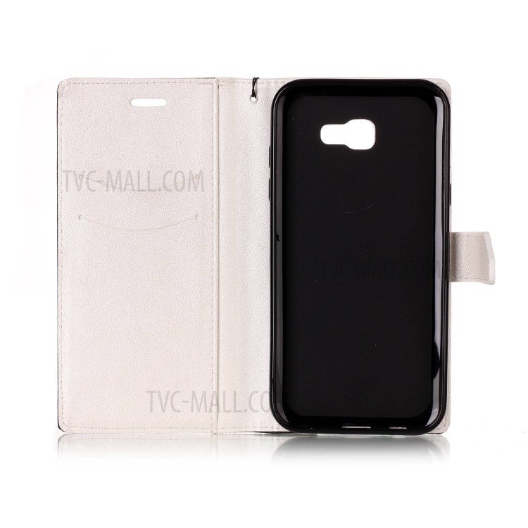 Contrast Color Stand Leather Wallet Sand-like Grain Flip Case for Samsung Galaxy A7 (2017) - White-3