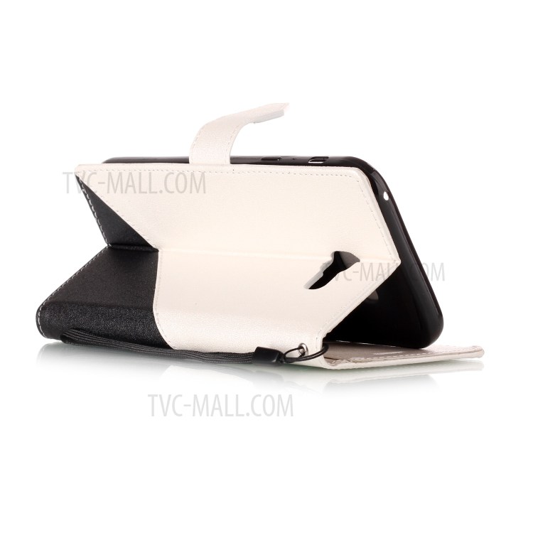 Contrast Color Stand Leather Wallet Sand-like Grain Flip Case for Samsung Galaxy A7 (2017) - White-4