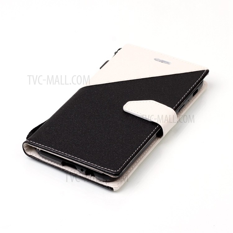 Contrast Color Stand Leather Wallet Sand-like Grain Flip Case for Samsung Galaxy A7 (2017) - White-5