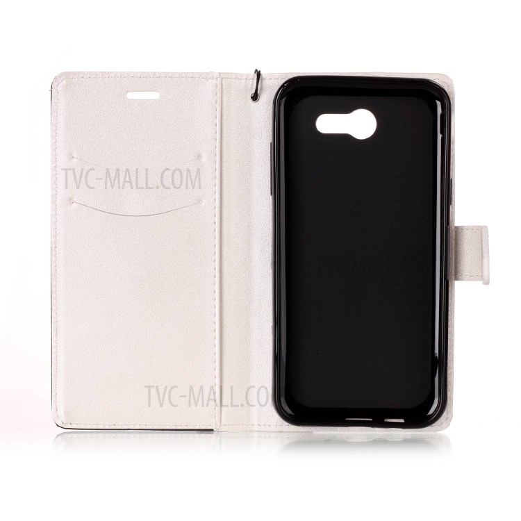 Assorted Color Foldable Sand-like Grain Leather Wallet Case Shell for Samsung Galaxy J3 Emerge/J3 Prime/J3 (2017) - White-3