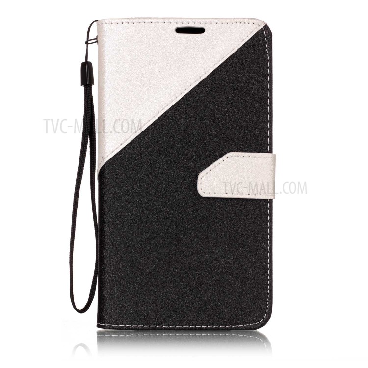 Assorted Color Sand-like Grain Leather Wallet Case Shell with Lanyard for Samsung Galaxy J7 (2017) - White-1