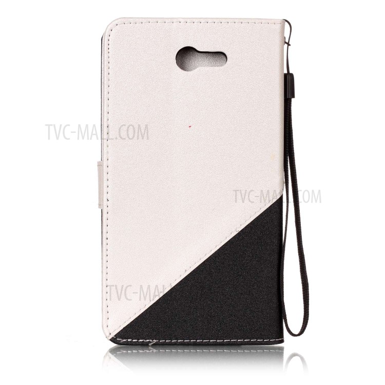 Assorted Color Sand-like Grain Leather Wallet Case Shell with Lanyard for Samsung Galaxy J7 (2017) - White-2