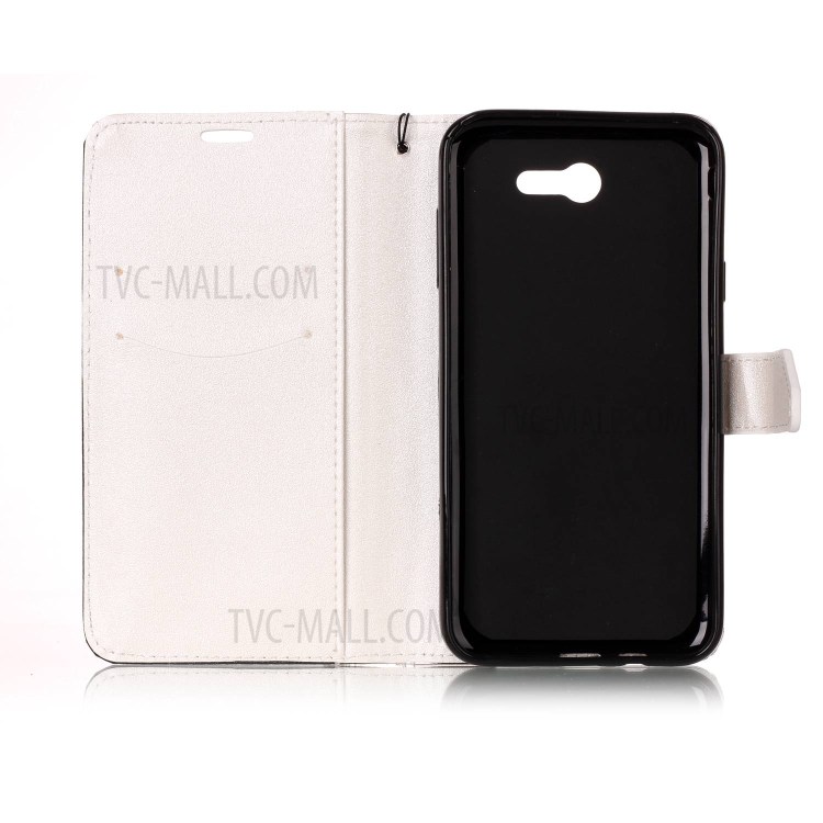 Assorted Color Sand-like Grain Leather Wallet Case Shell with Lanyard for Samsung Galaxy J7 (2017) - White-3