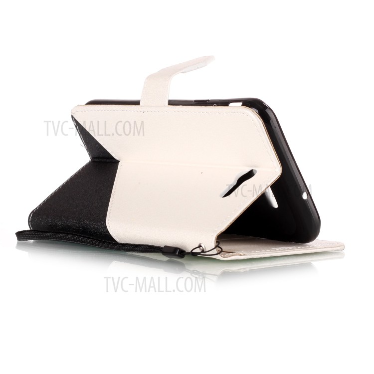 Assorted Color Sand-like Grain Leather Wallet Case Shell with Lanyard for Samsung Galaxy J7 (2017) - White-4