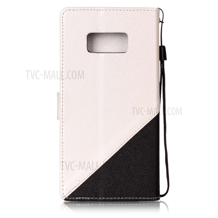 Contrast Color Sand-like Grain Leather Wallet Case for Samsung Galaxy S8 G950 - White-2