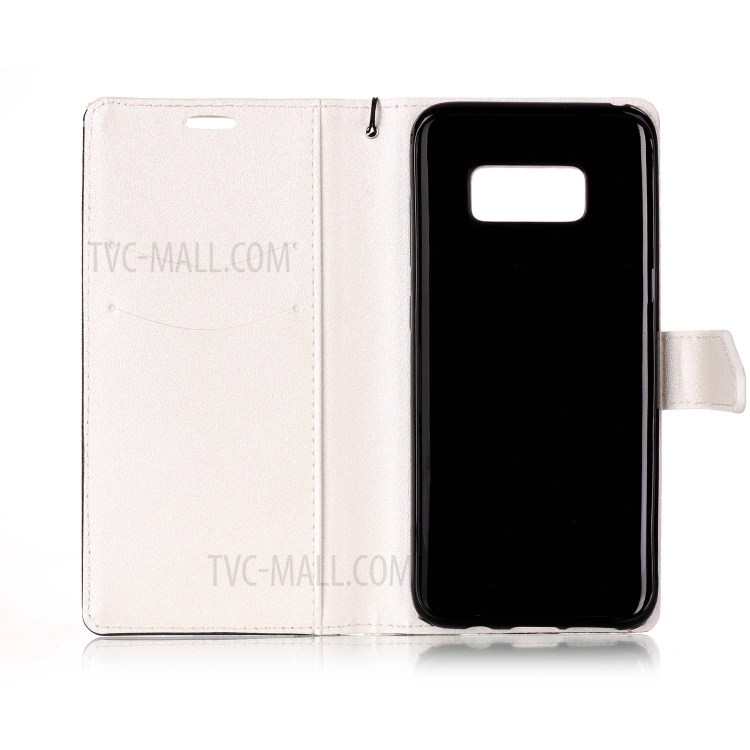 Contrast Color Sand-like Grain Leather Wallet Case for Samsung Galaxy S8 G950 - White-3