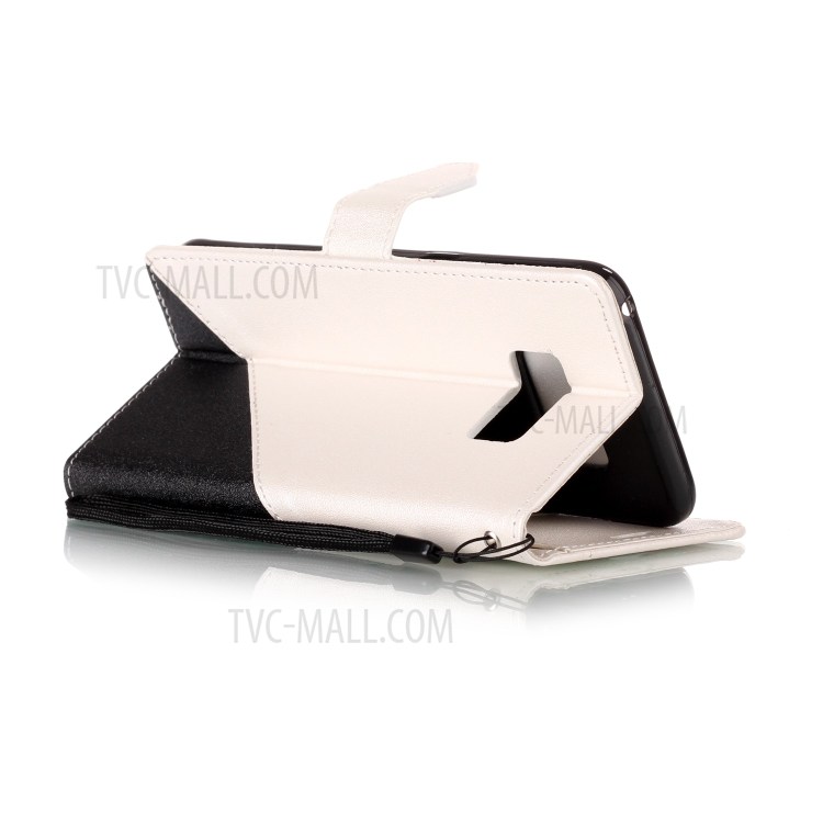 Contrast Color Sand-like Grain Leather Wallet Case for Samsung Galaxy S8 G950 - White-4