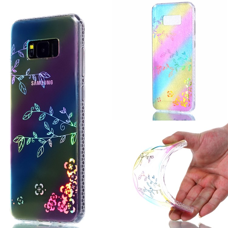

For Samsung Galaxy S8 SM-G950 Colorful Plating IMD Soft TPU Phone Cover - Leaves and Clovers