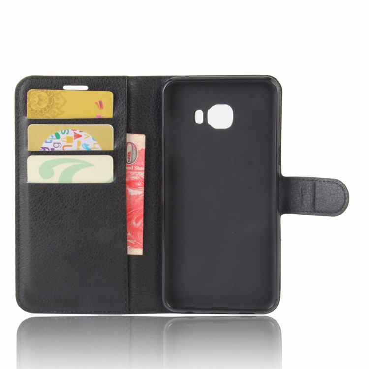Lychee Skin Wallet Leather Stand Case for Samsung Galaxy C5 Pro - Black-3