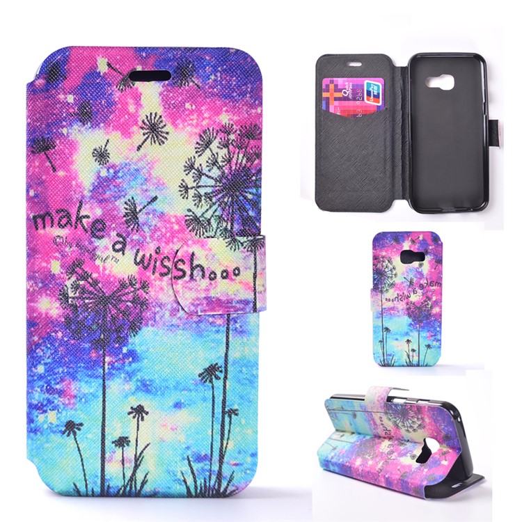Pattern Printing Leather Cell Phone Case for Samsung Galaxy A5 (2017) SM-A520F - Dandelion and Quote-1