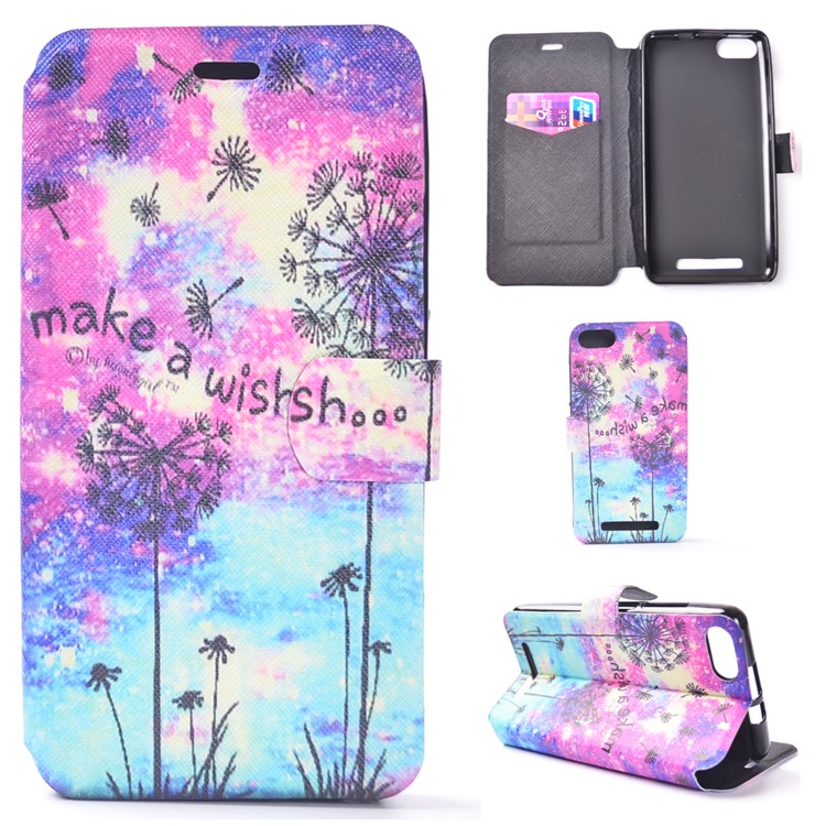 Pattern Printing Leather Stand Case for Wiko Lenny 3 - Dandelion and Quote-1