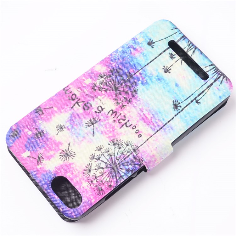 Pattern Printing Leather Stand Case for Wiko Lenny 3 - Dandelion and Quote-5