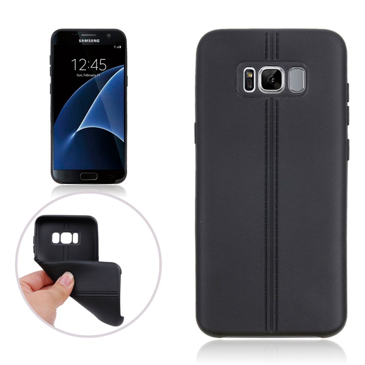 Double Lines Soft TPU Back Case for Samsung Galaxy S8 SM-G950 - Black-1