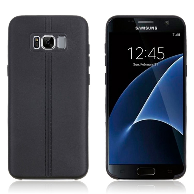 Double Lines Soft TPU Back Case for Samsung Galaxy S8 SM-G950 - Black-2