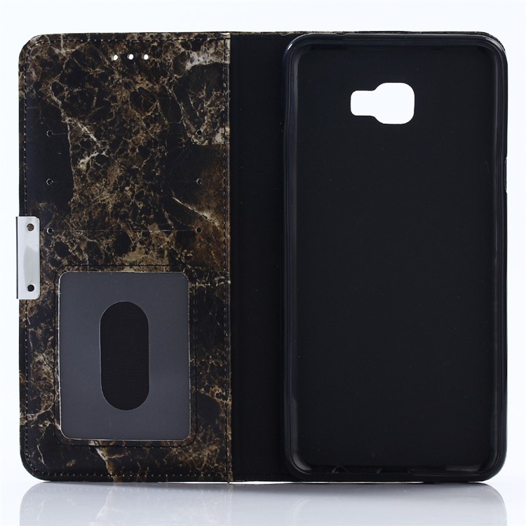 Marble Pattern Leather Wallet Stand Shell for Samsung Galaxy C7 Pro - Black-3