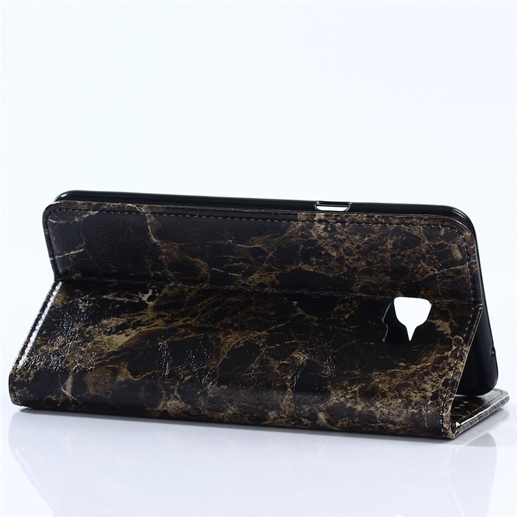 Marble Pattern Leather Wallet Stand Shell for Samsung Galaxy C7 Pro - Black-4