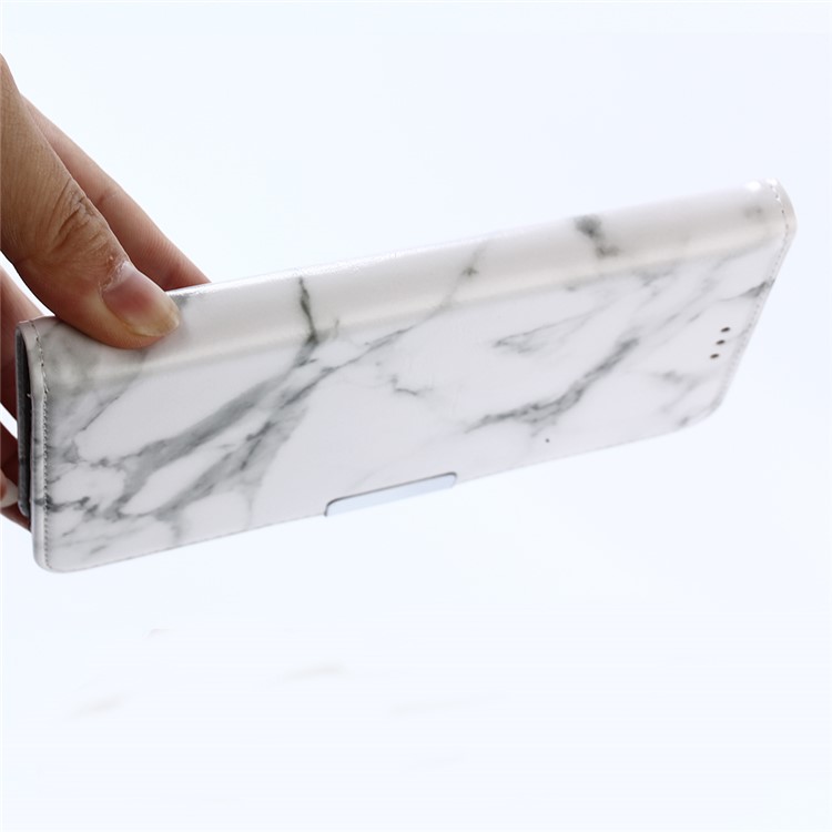 Marble Pattern Leather Wallet Case with Stand for Samsung Galaxy C7 Pro - White-11
